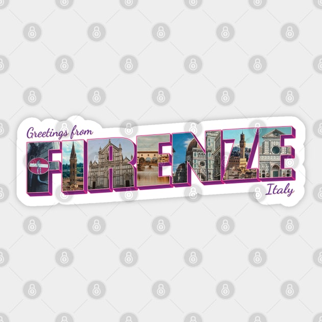 Greetings from Firenze in Italy Vintage style retro souvenir Sticker by DesignerPropo